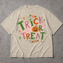 SF_COLOR=sand; SF_ITEM=adult-t-shirt; SF_ROLE=main; Trick Or Treat Candy Pumpkin T-Shirt Cute Pastel Retro Halloween Tee - Sand Adult T-Shirt product image