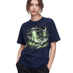 SF_COLOR=navy; SF_ITEM=adult-t-shirt; SF_ROLE=gallery; UFO Alien Abduction T-Shirt Forest Tractor Beam Sci Fi Retro Space Horror - Navy Adult T-Shirt product image
