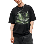 SF_COLOR=black; SF_ITEM=adult-t-shirt; SF_ROLE=gallery; UFO Alien Abduction T-Shirt Forest Tractor Beam Sci Fi Retro Space Horror - Black Adult T-Shirt product image