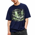 SF_COLOR=navy; SF_ITEM=adult-t-shirt; SF_ROLE=gallery; UFO Alien Abduction T-Shirt Forest Tractor Beam Sci Fi Retro Space Horror - Navy Adult T-Shirt product image