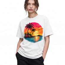 SF_COLOR=white; SF_ITEM=adult-t-shirt; SF_ROLE=gallery; Vibrant Tropical Sunset Palm Trees Island Beachss T-Shirt Vacation Tee - White Adult T-Shirt product image