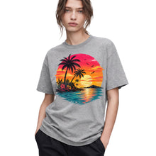 SF_COLOR=sport-grey; SF_ITEM=adult-t-shirt; SF_ROLE=gallery; Vibrant Tropical Sunset Palm Trees Island Beachss T-Shirt Vacation Tee - Sport Grey Adult T-Shirt product image