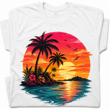 SF_COLOR=white; SF_ITEM=adult-t-shirt; SF_ROLE=gallery; Vibrant Tropical Sunset Palm Trees Island Beachss T-Shirt Vacation Tee - White Adult T-Shirt product image