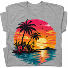SF_COLOR=sport-grey; SF_ITEM=adult-t-shirt; SF_ROLE=gallery; Vibrant Tropical Sunset Palm Trees Island Beachss T-Shirt Vacation Tee - Sport Grey Adult T-Shirt product image