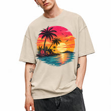 SF_COLOR=sand; SF_ITEM=adult-t-shirt; SF_ROLE=main; Vibrant Tropical Sunset Palm Trees Island Beachss T-Shirt Vacation Tee - Sand Adult T-Shirt product image