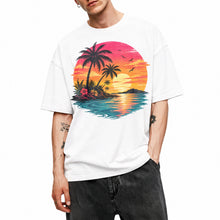SF_COLOR=white; SF_ITEM=adult-t-shirt; SF_ROLE=main; Vibrant Tropical Sunset Palm Trees Island Beachss T-Shirt Vacation Tee - White Adult T-Shirt product image