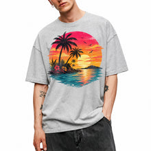 SF_COLOR=sport-grey; SF_ITEM=adult-t-shirt; SF_ROLE=main; Vibrant Tropical Sunset Palm Trees Island Beachss T-Shirt Vacation Tee - Sport Grey Adult T-Shirt product image