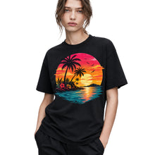 SF_COLOR=black; SF_ITEM=adult-t-shirt; SF_ROLE=gallery; Vibrant Tropical Sunset Palm Trees Island Beachss T-Shirt Vacation Tee - Black Adult T-Shirt product image