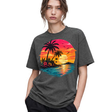 SF_COLOR=dark-heather; SF_ITEM=adult-t-shirt; SF_ROLE=gallery; Vibrant Tropical Sunset Palm Trees Island Beachss T-Shirt Vacation Tee - Dark Heather Adult T-Shirt product image