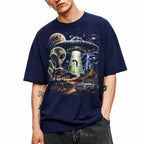 SF_COLOR=navy; SF_ITEM=adult-t-shirt; SF_ROLE=gallery; Vintage Alien UFO Abduction T-Shirt Desert Truck Sci Fi Movie Poster Horror - Navy Adult T-Shirt product image