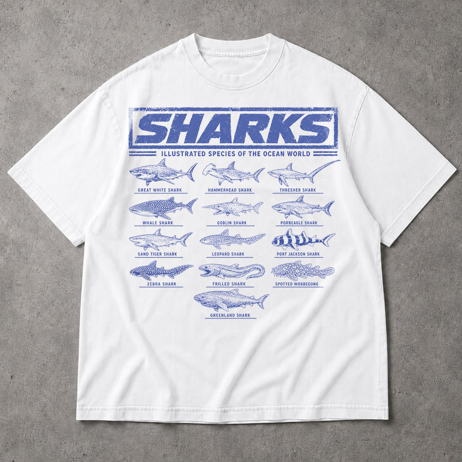 Vintage Illustrated Shark Species T-Shirt