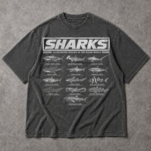 SF_COLOR=dark-heather; SF_ITEM=adult-t-shirt; SF_ROLE=main; Vintage Sharks Illustrated Species T-Shirt Marine Biology Ocean Animal Apparel - Dark Heather Adult T-Shirt product image