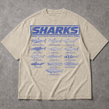 SF_COLOR=sand; SF_ITEM=adult-t-shirt; SF_ROLE=main; Vintage Sharks Illustrated Species T-Shirt Marine Biology Ocean Animal Apparel - Sand Adult T-Shirt product image