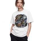 SF_COLOR=white; SF_ITEM=adult-t-shirt; SF_ROLE=gallery; Vintage Tigers Howling At The Moon T-Shirt Nature Wildlife Animal Outdoors Tee - White Adult T-Shirt product image