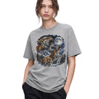 SF_COLOR=sport-grey; SF_ITEM=adult-t-shirt; SF_ROLE=gallery; Vintage Tigers Howling At The Moon T-Shirt Nature Wildlife Animal Outdoors Tee - Sport Grey Adult T-Shirt product image