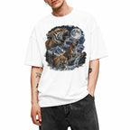 SF_COLOR=white; SF_ITEM=adult-t-shirt; SF_ROLE=gallery; Vintage Tigers Howling At The Moon T-Shirt Nature Wildlife Animal Outdoors Tee - White Adult T-Shirt product image