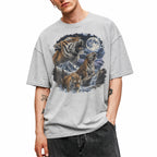 SF_COLOR=sport-grey; SF_ITEM=adult-t-shirt; SF_ROLE=gallery; Vintage Tigers Howling At The Moon T-Shirt Nature Wildlife Animal Outdoors Tee - Sport Grey Adult T-Shirt product image