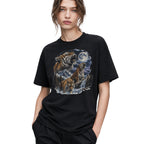 SF_COLOR=black; SF_ITEM=adult-t-shirt; SF_ROLE=gallery; Vintage Tigers Howling At The Moon T-Shirt Nature Wildlife Animal Outdoors Tee - Black Adult T-Shirt product image