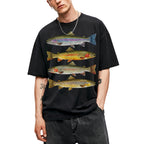 SF_COLOR=black; SF_ITEM=adult-t-shirt; SF_ROLE=main; Vintage Trout Species T-Shirt Fly Fishing Rainbow Brown Fish Nature Angler Tee - Black Adult T-Shirt product image