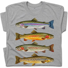 SF_COLOR=sport-grey; SF_ITEM=adult-t-shirt; SF_ROLE=gallery; Vintage Trout Species T-Shirt Fly Fishing Rainbow Brown Fish Nature Angler Tee - Sport Grey Adult T-Shirt product image