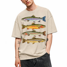 SF_COLOR=sand; SF_ITEM=adult-t-shirt; SF_ROLE=main; Vintage Trout Species T-Shirt Fly Fishing Rainbow Brown Fish Nature Angler Tee - Sand Adult T-Shirt product image