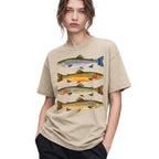 SF_COLOR=sand; SF_ITEM=adult-t-shirt; SF_ROLE=gallery; Vintage Trout Species T-Shirt Fly Fishing Rainbow Brown Fish Nature Angler Tee - Sand Adult T-Shirt product image