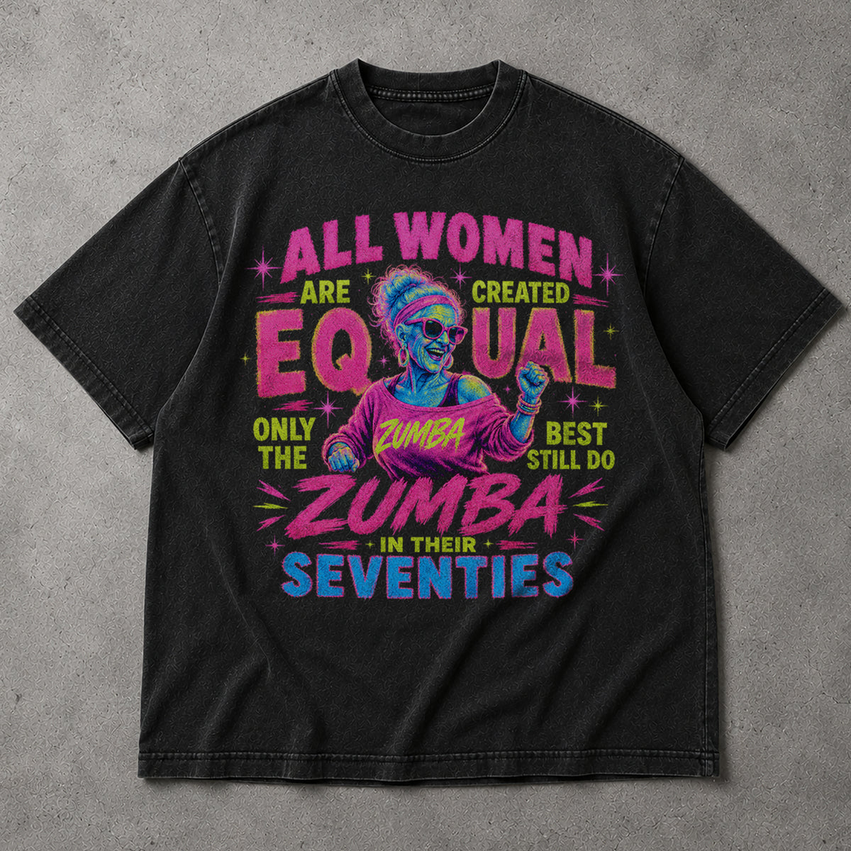 SF_COLOR=black; SF_ITEM=adult-t-shirt; SF_ROLE=main; Vintage Zumba In Seventies T-Shirt Funny Aerobics Workout Dance Apparel - Black Adult T-Shirt product image