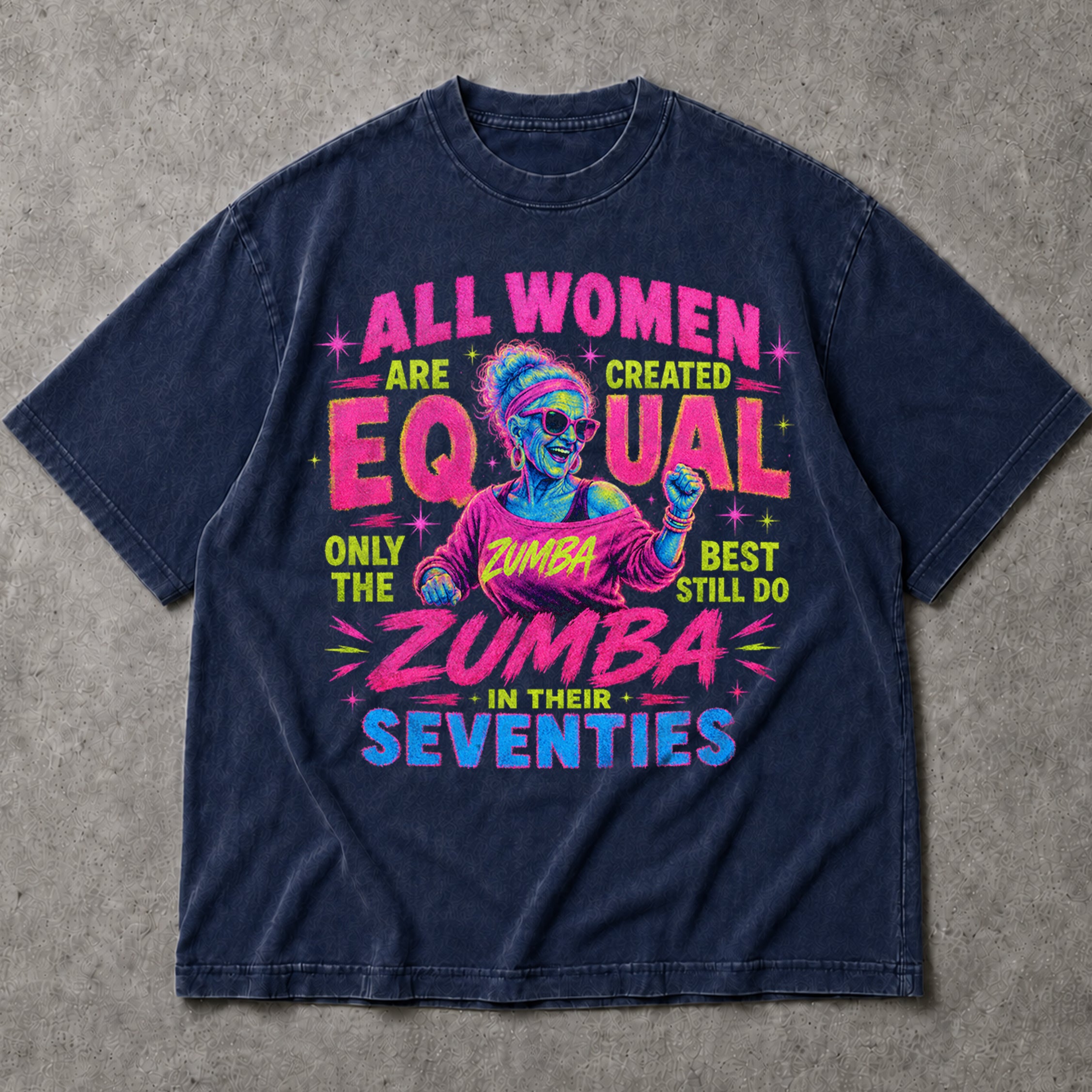 SF_COLOR=navy; SF_ITEM=adult-t-shirt; SF_ROLE=main; Vintage Zumba In Seventies T-Shirt Funny Aerobics Workout Dance Apparel - Navy Adult T-Shirt product image