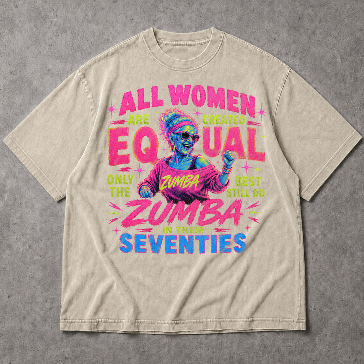 SF_COLOR=sand; SF_ITEM=adult-t-shirt; SF_ROLE=main; Vintage Zumba In Seventies T-Shirt Funny Aerobics Workout Dance Apparel - Sand Adult T-Shirt product image