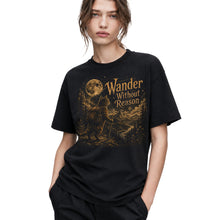 SF_COLOR=black; SF_ITEM=adult-t-shirt; SF_ROLE=gallery; Wander Without Reason T-Shirt Hiking Cat Backpacker Vintage Mountains Graphic - Black Adult T-Shirt product image