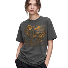 SF_COLOR=dark-heather; SF_ITEM=adult-t-shirt; SF_ROLE=gallery; Wander Without Reason T-Shirt Hiking Cat Backpacker Vintage Mountains Graphic - Dark Heather Adult T-Shirt product image