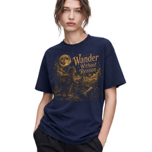 SF_COLOR=navy; SF_ITEM=adult-t-shirt; SF_ROLE=gallery; Wander Without Reason T-Shirt Hiking Cat Backpacker Vintage Mountains Graphic - Navy Adult T-Shirt product image