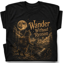 SF_COLOR=black; SF_ITEM=adult-t-shirt; SF_ROLE=gallery; Wander Without Reason T-Shirt Hiking Cat Backpacker Vintage Mountains Graphic - Black Adult T-Shirt product image