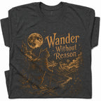 SF_COLOR=dark-heather; SF_ITEM=adult-t-shirt; SF_ROLE=gallery; Wander Without Reason T-Shirt Hiking Cat Backpacker Vintage Mountains Graphic - Dark Heather Adult T-Shirt product image