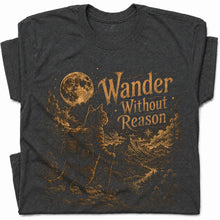 SF_COLOR=dark-heather; SF_ITEM=adult-t-shirt; SF_ROLE=gallery; Wander Without Reason T-Shirt Hiking Cat Backpacker Vintage Mountains Graphic - Dark Heather Adult T-Shirt product image
