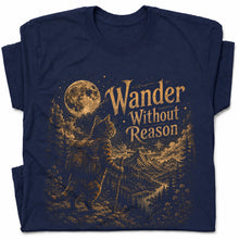 SF_COLOR=navy; SF_ITEM=adult-t-shirt; SF_ROLE=gallery; Wander Without Reason T-Shirt Hiking Cat Backpacker Vintage Mountains Graphic - Navy Adult T-Shirt product image