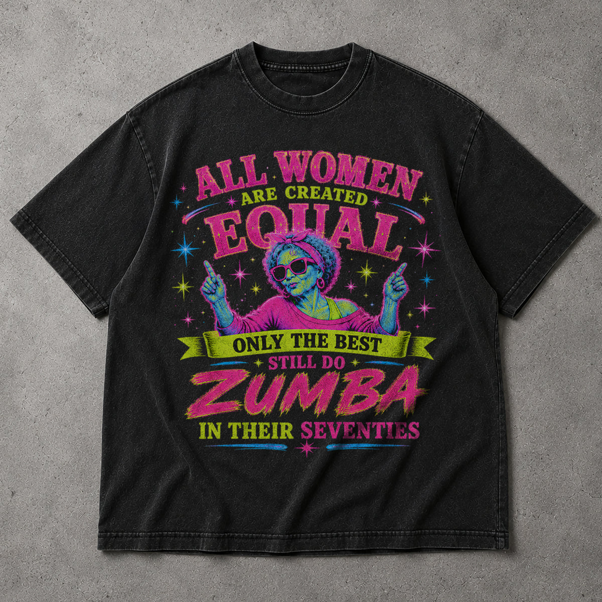 SF_COLOR=black; SF_ITEM=adult-t-shirt; SF_ROLE=main; Zumba In Seventies T-Shirt Funny Retro Dance Workout Fitness Hobby Apparel - Black Adult T-Shirt product image
