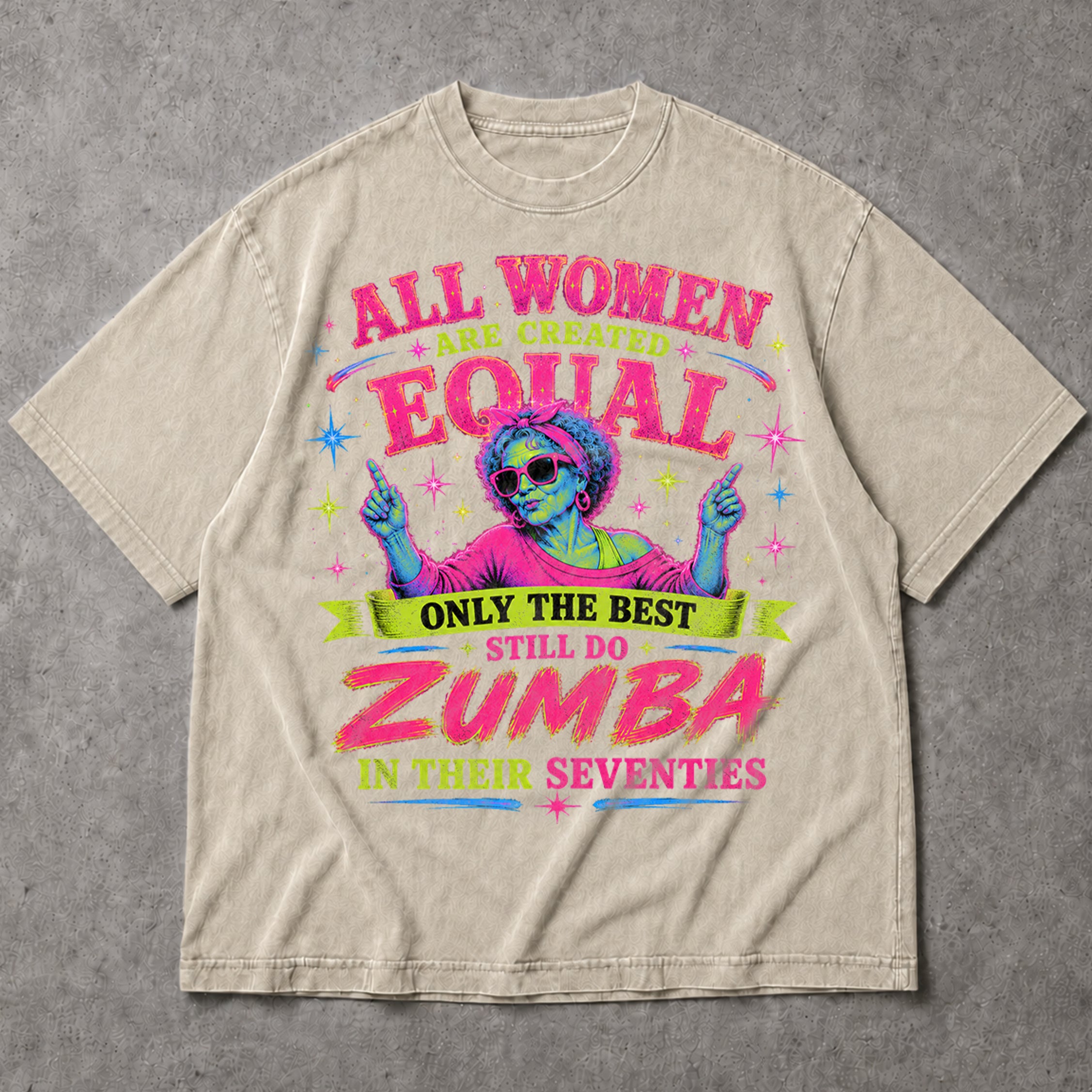 SF_COLOR=sand; SF_ITEM=adult-t-shirt; SF_ROLE=main; Zumba In Seventies T-Shirt Funny Retro Dance Workout Fitness Hobby Apparel - Sand Adult T-Shirt product image